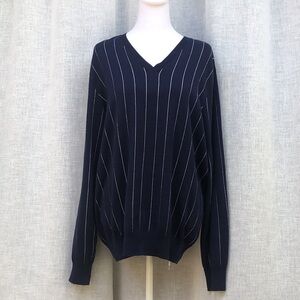 Vintage Polo Golf Ralph Lauren blue and white pin stripe v neck sweater